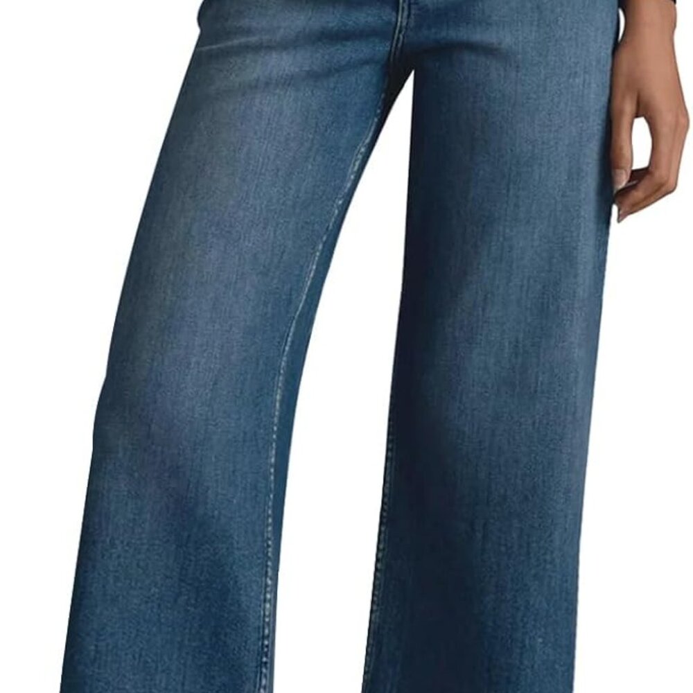 Women's Wide Leg High Waisted Stretchy Straight Leg Jeans Baggy Loose Trendy Ank